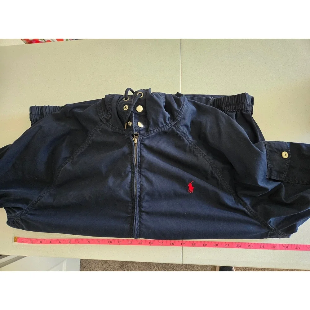 Polo Ralph Lauren Mens XXL Navy Blue Hooded Full Zip Jacket Pony Logo Cotton
